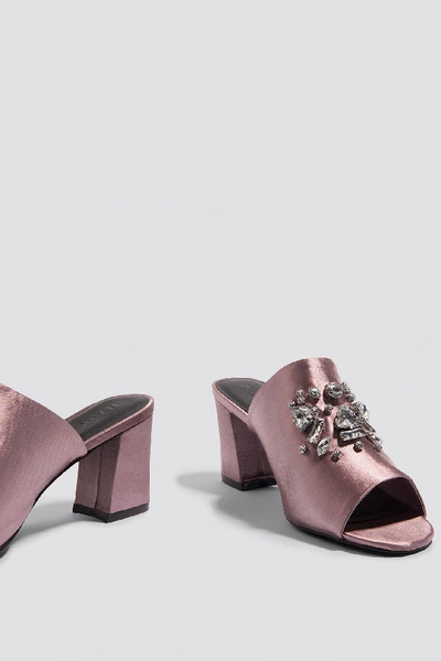 Shop Na-kd Embellished Mule Sandals Pink In Dusty Dark Pink