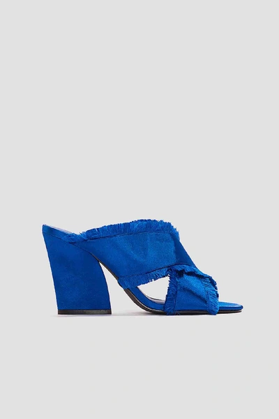 Shop Na-kd Satin Cross Mule Heels Blue In Cobalt