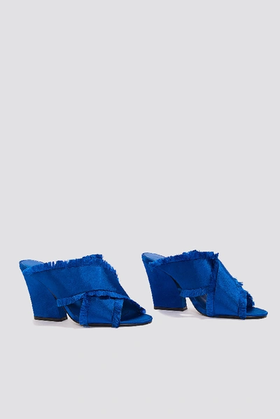 Shop Na-kd Satin Cross Mule Heels Blue In Cobalt