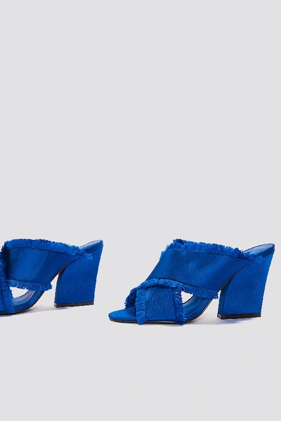 Shop Na-kd Satin Cross Mule Heels Blue In Cobalt