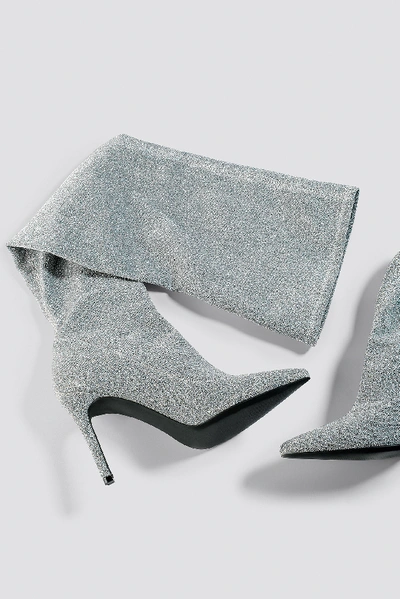Shop Sahara Ray X Na-kd Lurex Overknee Boots Silver In Silver Glitter