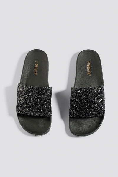 Shop The White Brand Glitter Slippers - Black