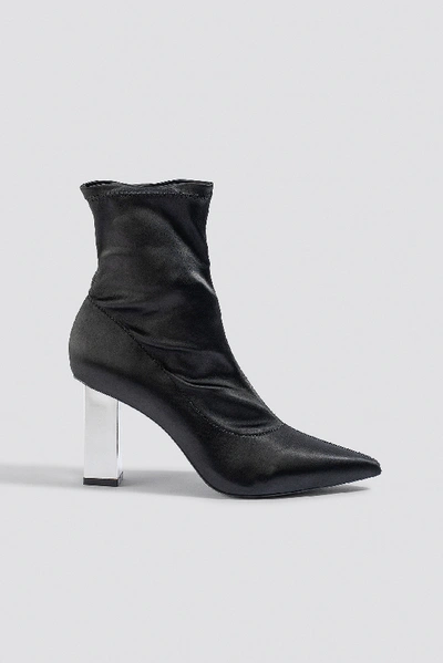 Shop Na-kd Metallic Block Heel Sock Boots Black