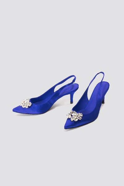 Shop Na-kd Light Embellished Kitten Heel Pumps Blue In Cobalt