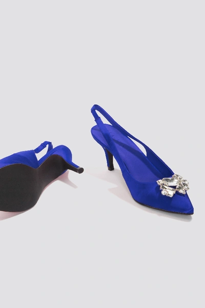 Shop Na-kd Light Embellished Kitten Heel Pumps Blue In Cobalt