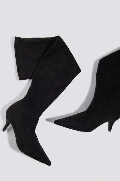 Shop Na-kd Overknee Kitten Heel Boots - Black