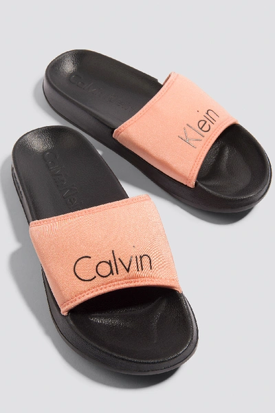 Shop Calvin Klein Slide Black In Soft Pink