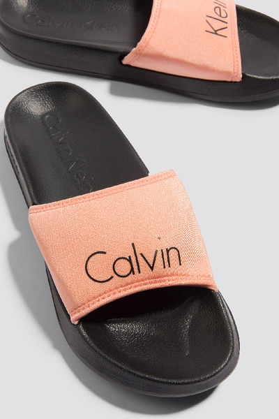 Shop Calvin Klein Slide Black In Soft Pink