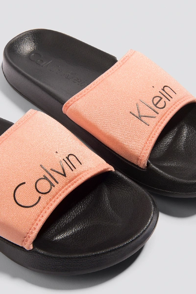 Shop Calvin Klein Slide Black In Soft Pink