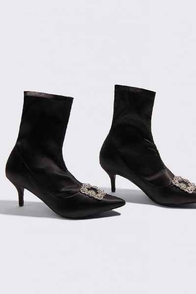 Shop Na-kd Embellished Satin Sock Boots Black