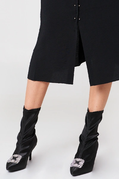Shop Na-kd Embellished Satin Sock Boots Black