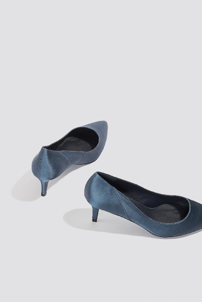 Shop Na-kd Mid Heel Satin Pumps Blue In Blue Stone