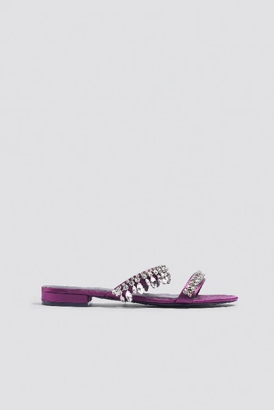 Shop Na-kd Embellished Slip-in Sandals Purple In Burgundy