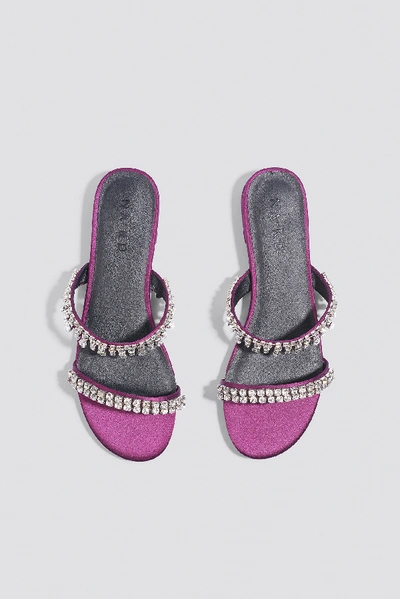 Shop Na-kd Embellished Slip-in Sandals Purple In Burgundy