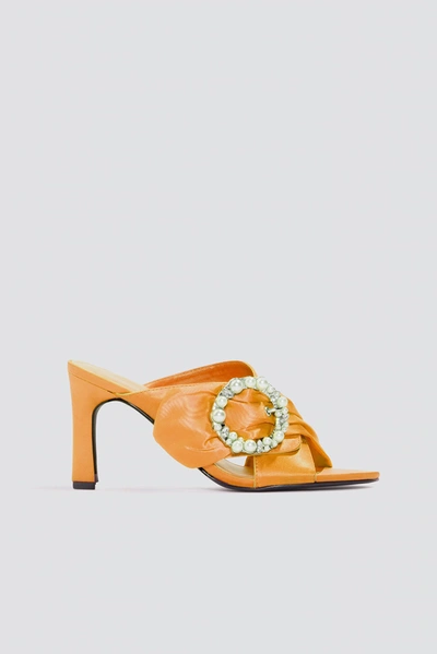 Shop Na-kd Embellished Heeled Mule Sandals Orange