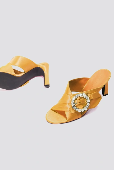 Shop Na-kd Embellished Heeled Mule Sandals Orange