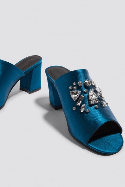 Shop Na-kd Embellished Mule Sandals Blue In Petrol Blue