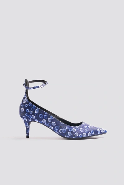 Shop Na-kd Satin Ankle Strap Pumps Blue In Small Blue Flowers