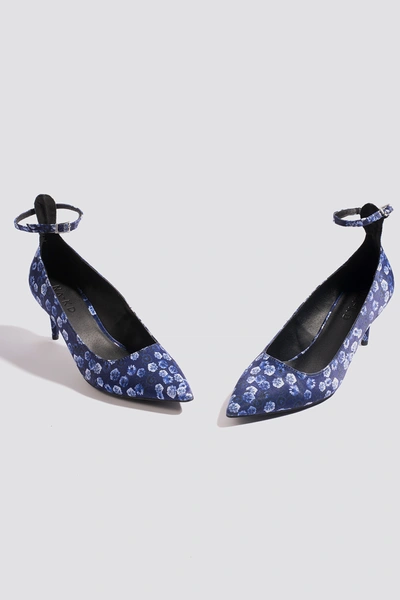 Shop Na-kd Satin Ankle Strap Pumps Blue In Small Blue Flowers