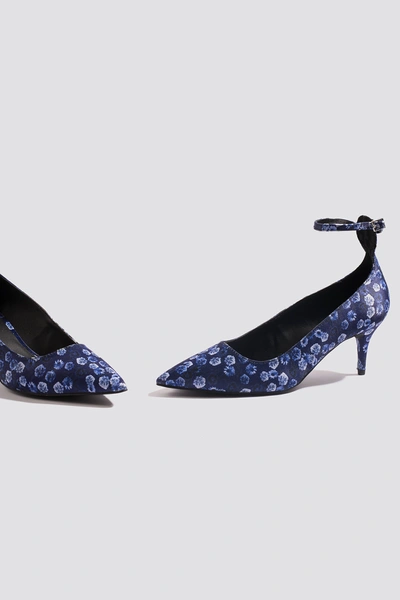 Shop Na-kd Satin Ankle Strap Pumps Blue In Small Blue Flowers