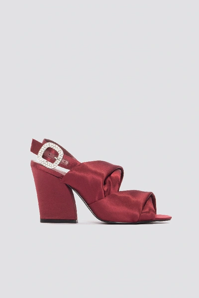Shop Na-kd Peep Toe Block Sandals Red In Dark Red
