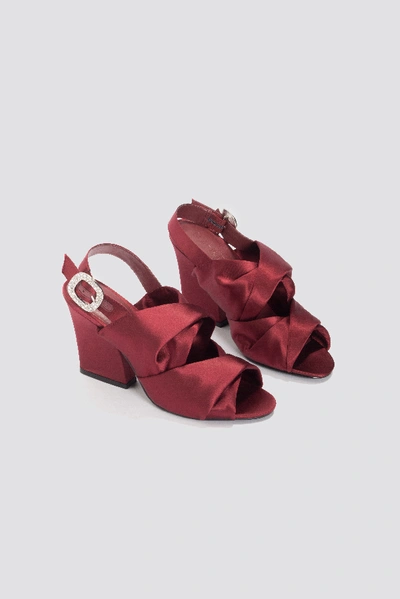 Shop Na-kd Peep Toe Block Sandals Red In Dark Red