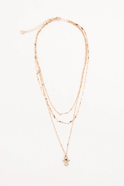 Shop Tranloev Layered Hamsa Hand Necklace - Gold