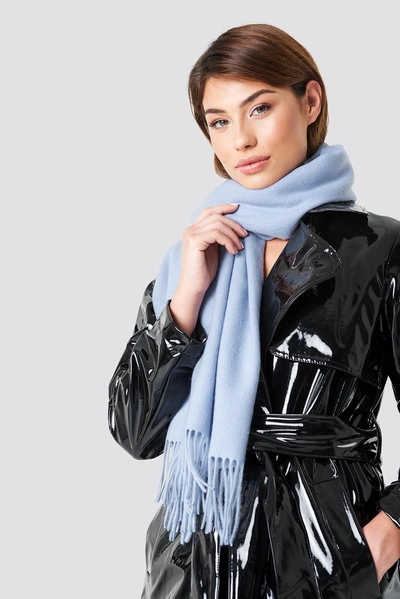 Shop Na-kd Wool Blend Scarf - Blue In Light Blue