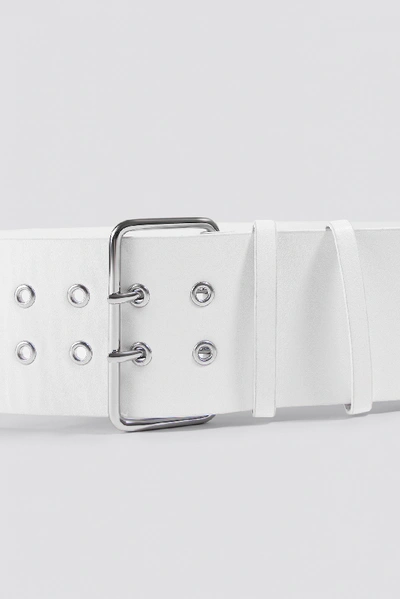 Shop Na-kd Eyelet Wide Buckle Belt - White