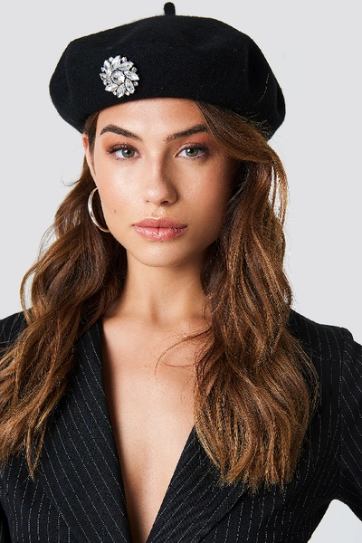 Shop Na-kd Embellished Beret Hat - Black