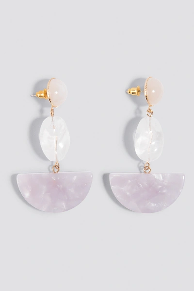 Shop Na-kd Halfmoon Stone Earrings Purple In Gold/purple Stone