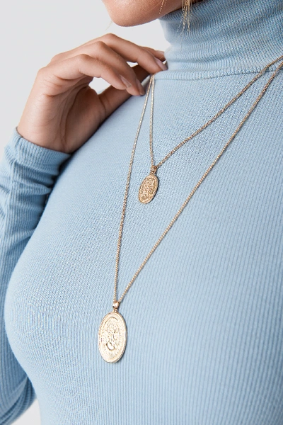 Shop Na-kd Double Oval Coin Necklace Gold