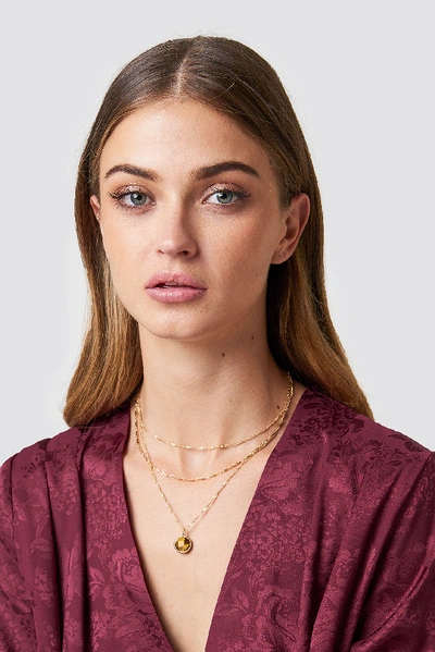 Shop Tranloev Layered Stone Necklace Gold In Gold/brown