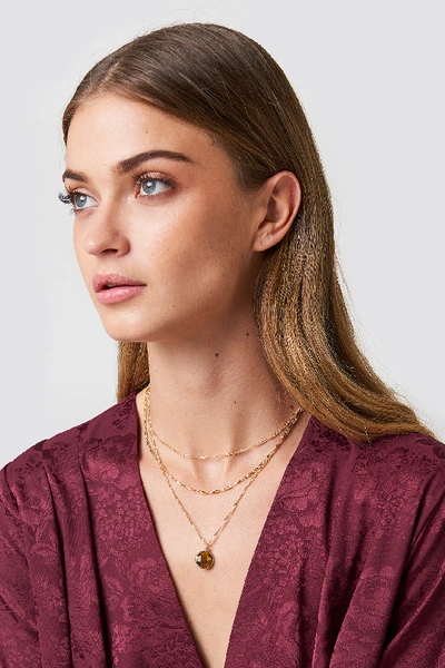 Shop Tranloev Layered Stone Necklace Gold In Gold/brown