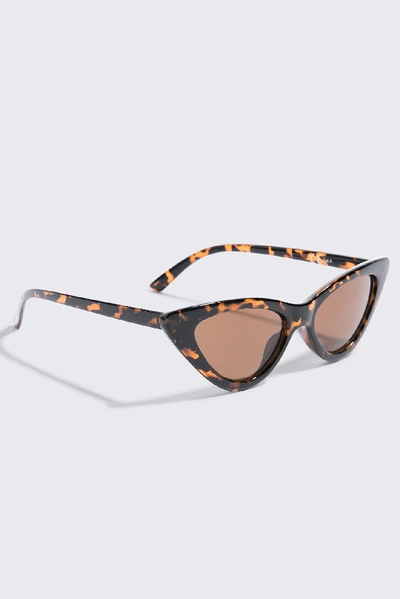 Shop Na-kd Pointy Cat Eye Sunglasses - Brown In Turtle