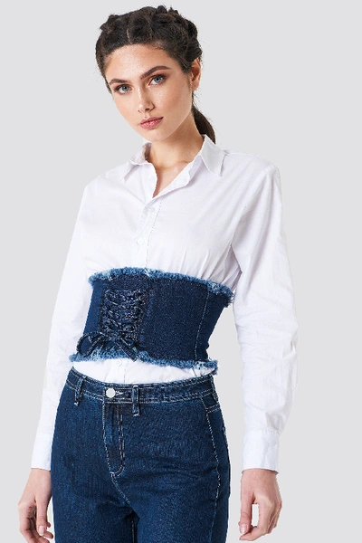 Shop Na-kd Denim Corset - Blue In Dark Blue