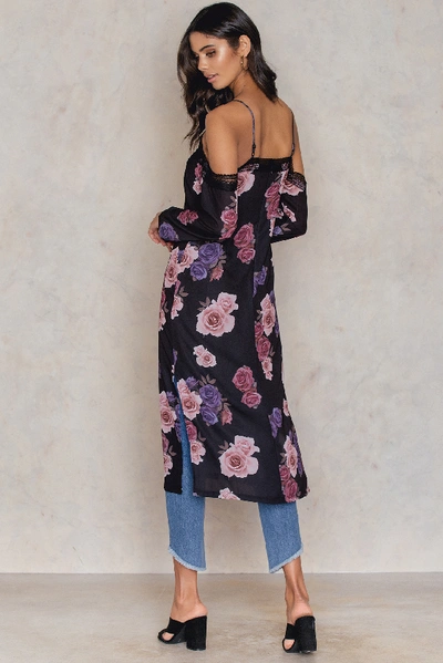 Shop Tranloev Cold Shoulder Midi Slip Dress Multicolor In Dusty Roses