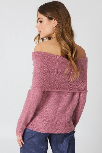 Shop Na-kd Offshoulder Folded Wide Sweater - Pink In Dusty Pink