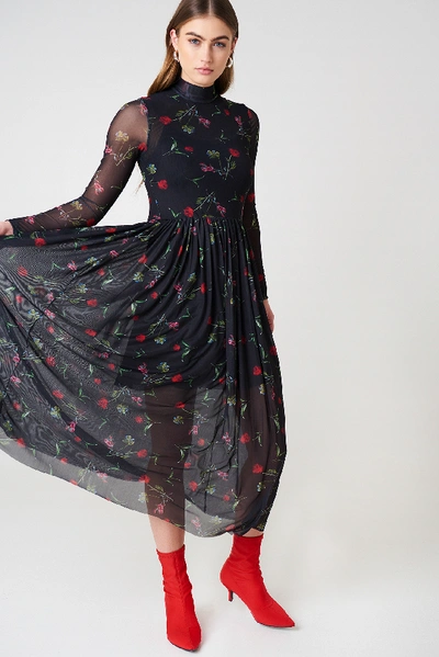 Na-kd Mesh Ls Midi Dress - Multicolor | ModeSens