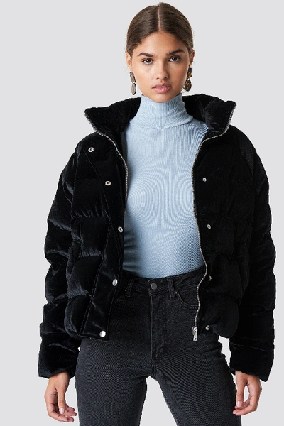 Shop Na-kd Velvet Puffer Black