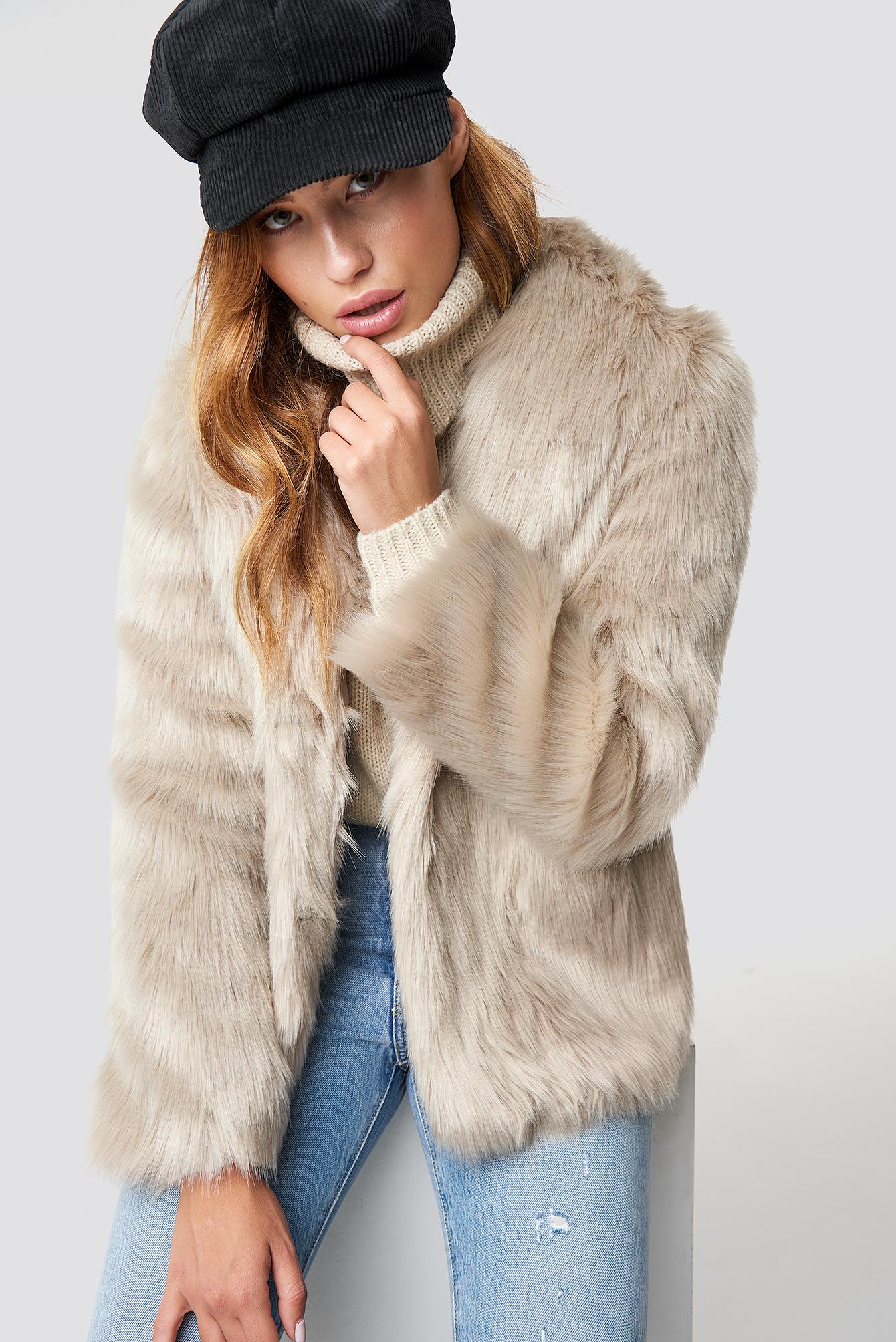 tan faux fur jacket