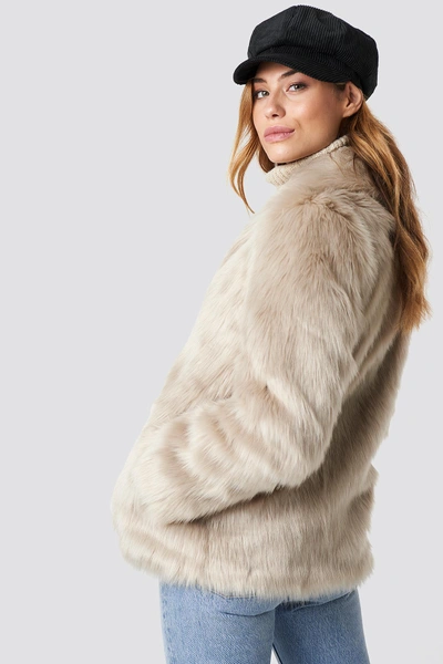Shop Na-kd Classic Faux Fur Jacket - Beige