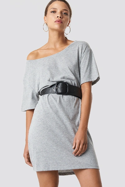 Shop Na-kd Urban One Shoulder T-shirt Dress Grey In Grey Melange