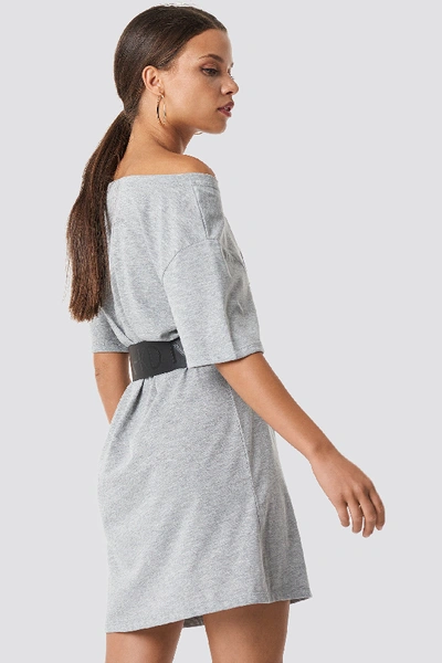 Shop Na-kd Urban One Shoulder T-shirt Dress Grey In Grey Melange