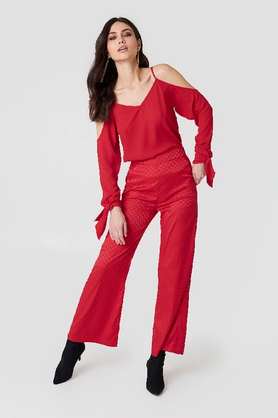 Shop Na-kd Cold Shoulder Knot Sleeve Top - Red