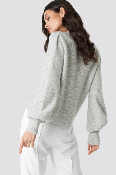 Shop Na-kd Alpaca Wool Blend Balloon Sleeve Sweater - Grey