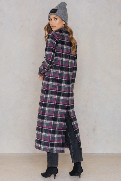 Shop Na-kd Checked Long Coat Multicolor