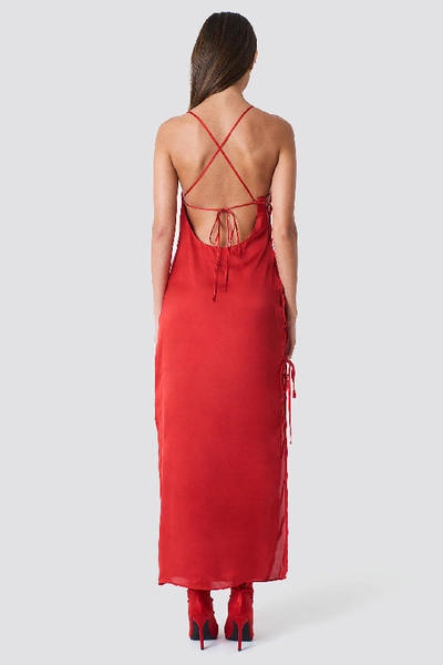 Shop Sahara Ray X Na-kd Long Satin Lacing Dress - Red