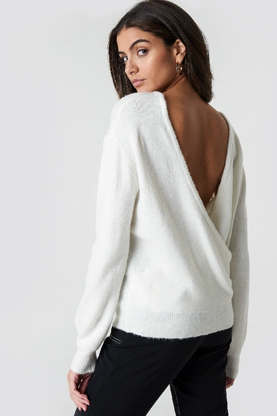 Shop Na-kd Back Overlap Knitted Sweater White In Offwhite