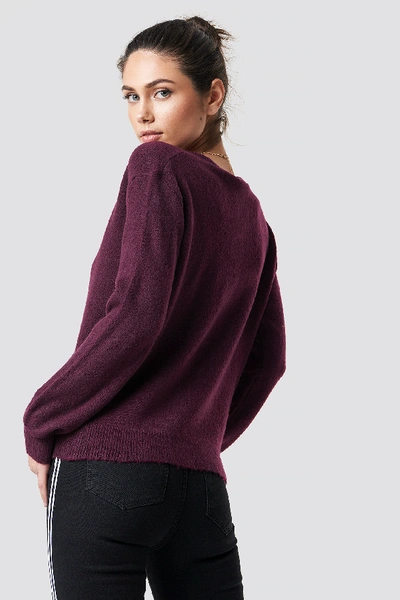 Shop Na-kd Overlap Knitted Sweater - Purple In Bordeaux